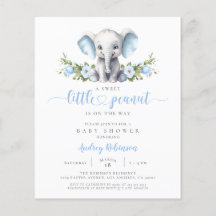Invitación a Baby Shower para Elefantes Florales B