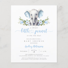 Lámina Invitación a Baby Shower para Elefantes Florales B