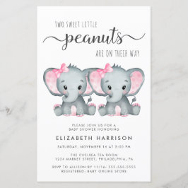 Lámina Invitación a Baby Shower para elefantes gemelos Ch