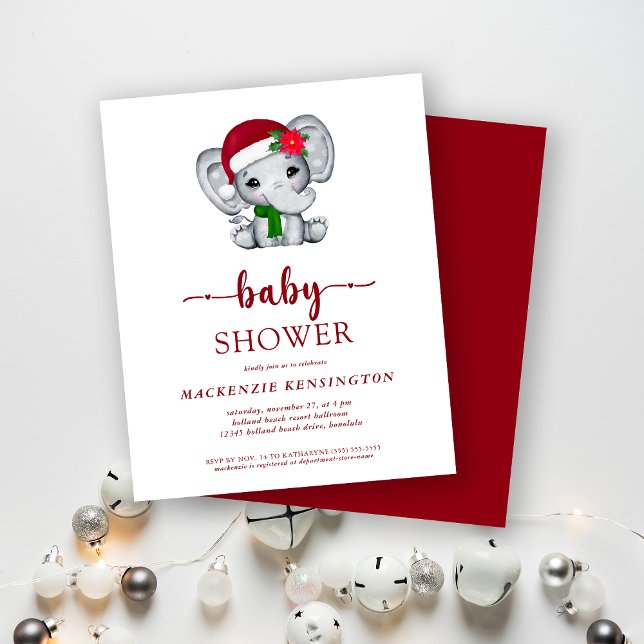 Lámina Invitación a Baby Shower para elefantes Navidades  (Subido por el creador)