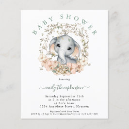 Lámina Invitación a Baby Shower para Elephant Sage Cute d