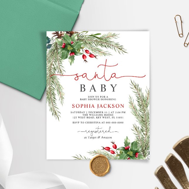 Lámina Invitación a Baby Shower para Navidades de Santa B (Subido por el creador)
