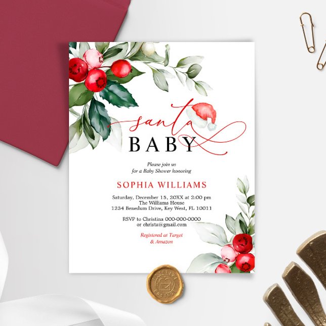 Lámina Invitación a Baby Shower para Navidades de Santa B (Subido por el creador)