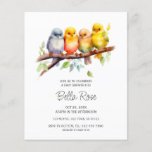 Invitación a Baby Shower para pájaros pequeños del