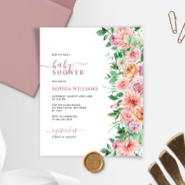 Lámina Invitación a Baby Shower para Rosa romántico de pr