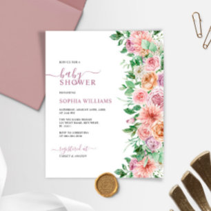 Lámina Invitación a Baby Shower para Rosa romántico de pr