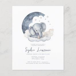 Lámina Invitación a Baby Shower para un bebé elefante lin