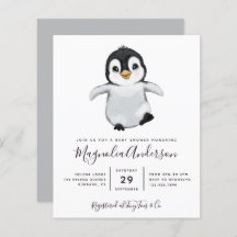 Invitación a Baby Shower pingüino con recorte pres