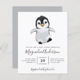 Lámina Invitación a Baby Shower pingüino con recorte pres