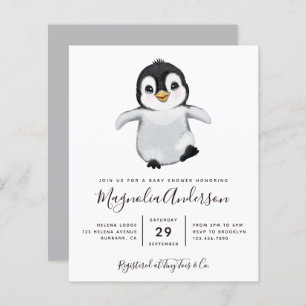 Lámina Invitación a Baby Shower pingüino con recorte pres