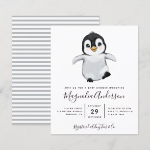 Lámina Invitación a Baby Shower pingüino con recorte pres