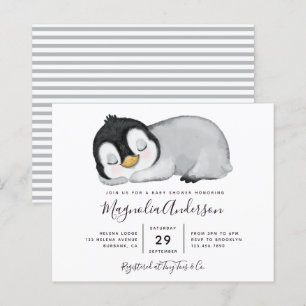 Lámina Invitación a Baby Shower pingüino con recorte pres