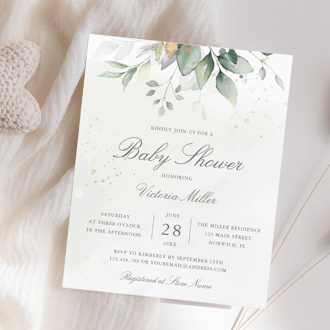Lámina Invitación a Baby Shower por Eucalyptus Botanical  (Subido por el creador)