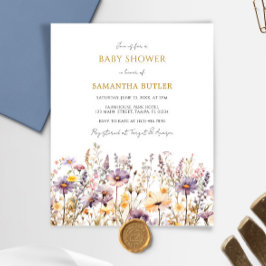 Lámina Invitación a Baby Shower Purple Wildflowers de pre