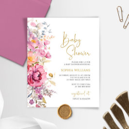 Lámina Invitación a Baby Shower Purple Wildflowers de pre