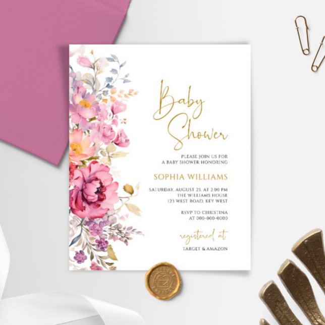 Lámina Invitación a Baby Shower Purple Wildflowers de pre (Subido por el creador)