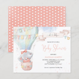 Lámina Invitación a Baby Shower rosa del Chica elefante l