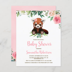 Lámina Invitación a Baby Shower rosada de Rubor con oso d