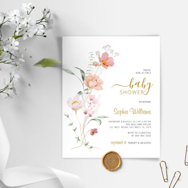 Lámina Invitación a Baby Shower suave para flores silvest (Subido por el creador)
