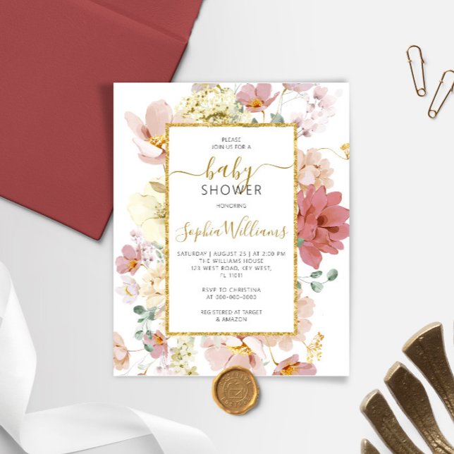 Lámina Invitación a Baby Shower suave para flores silvest (Subido por el creador)