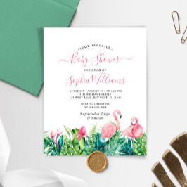 Lámina Invitación a Baby Shower tropical para flamencos d