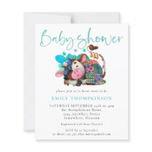 Invitación a Baby Shower Verde azulada de vaca neu