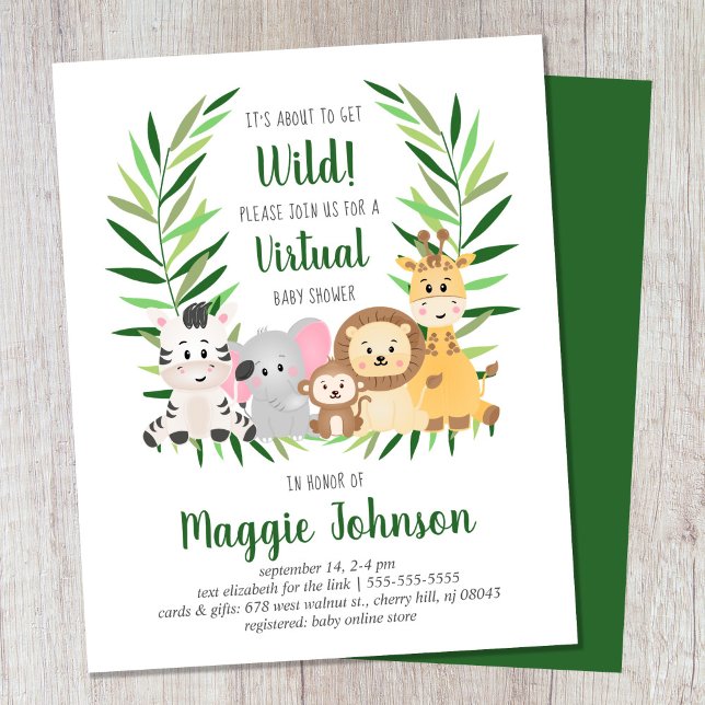 Lámina Invitación a Baby Shower virtual de Safari de pres (Subido por el creador)