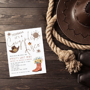 Lámina Invitación a Bachelette Disco de Cowgirl Budget