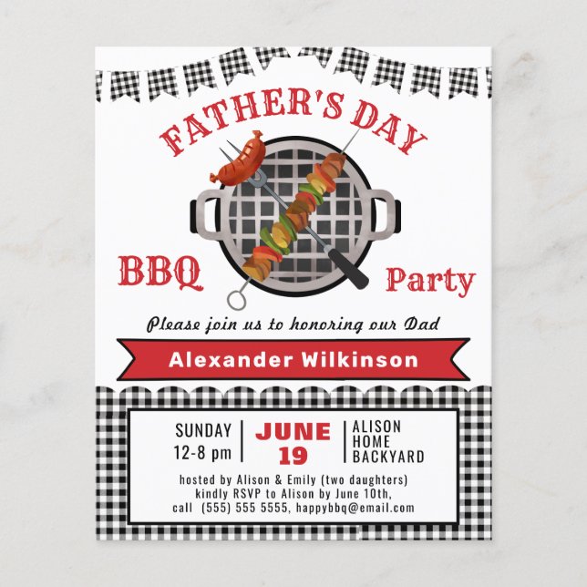 Lámina Invitación a barbacoa del Día del Padre Chill y Gr (Anverso)