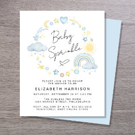 Lámina Invitación a bebé de bebé de color de agua de boho