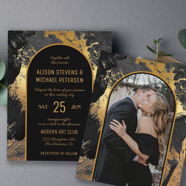 Lámina Invitación a boda de FOTO negra abstracta de presu (Subido por el creador)