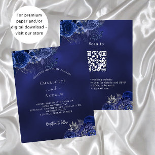 Lámina Invitación a boda de presupuesto QR RSVP floral az
