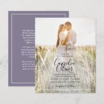 Invitación a boda de repostaje de foto púrpura par