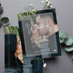 Lámina Invitación a boda moderna con foto transparente