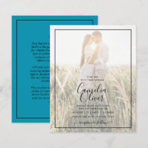 Invitación a boda por sobreposición de foto azul d