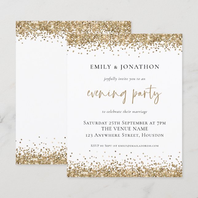 Lámina Invitación a Boda  Purpurina de Oro de PRESUPUESTO (Anverso / Reverso)