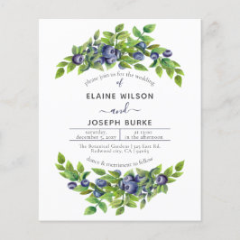 Lámina Invitación a bodas botánicas de arándanos de aránd