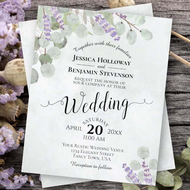 Lámina Invitación a bodas con Eucalipto y Lavender (Subido por el creador)