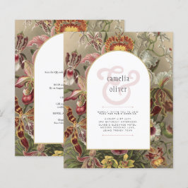 Lámina Invitación a bodas con flores de borgoña botánica 