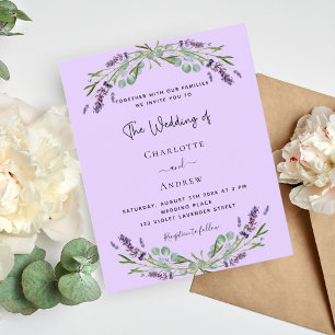Lámina Invitación a bodas con presupuesto de lavanda viol