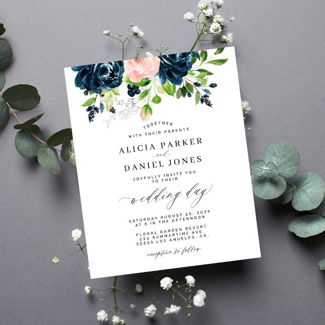 Lámina Invitación a bodas con presupuesto floral elegante (Subido por el creador)