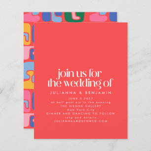 Lámina Invitación a bodas con retro rojo brillante con pr