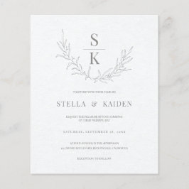 Lámina Invitación a bodas de boceto de follaje moderno de