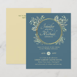 Lámina Invitación a bodas de bodas de oro azul con polvo 