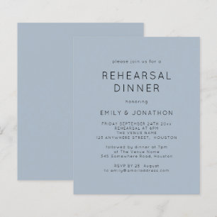 Lámina Invitación a bodas de cena de ensayo simple azul d