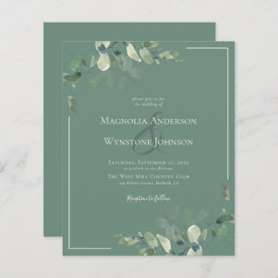 Lámina Invitación a bodas de ecología de eucalipto de pre