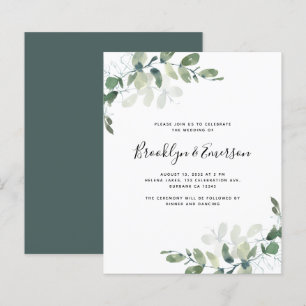 Lámina Invitación a bodas de ecología de eucalipto de pre