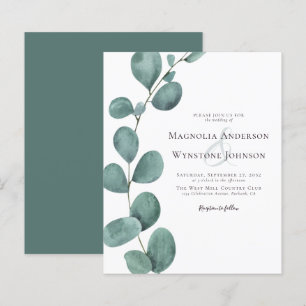 Lámina Invitación a bodas de ecología de eucalipto de pre