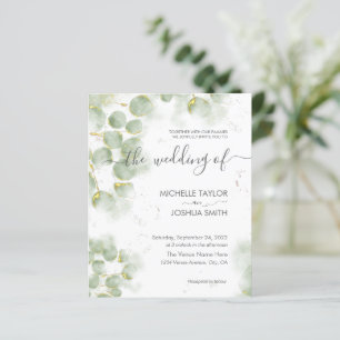 Lámina Invitación a bodas de ecología de eucalipto de pre