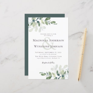 Lámina Invitación a bodas de ecología de eucalipto de pre